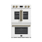 Forno FBOEL134030WHT Forno Asti 30-Inch Double Electric Wall Oven With Upper French Doors In White & Antique Brass, 7.36 Cu. Ft. Dual True Convection, 7,200W, Air Fry, Sous Vide, Self-Clean