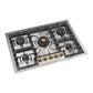 Ilve UHCPT75NSSGLP Ilve Uhcpt75Nssglp Nostalgie Ii 30 Inch Built-In Gas Cooktop With 5 Burners, In Stainless Steel (Liquid Propane, Brass)