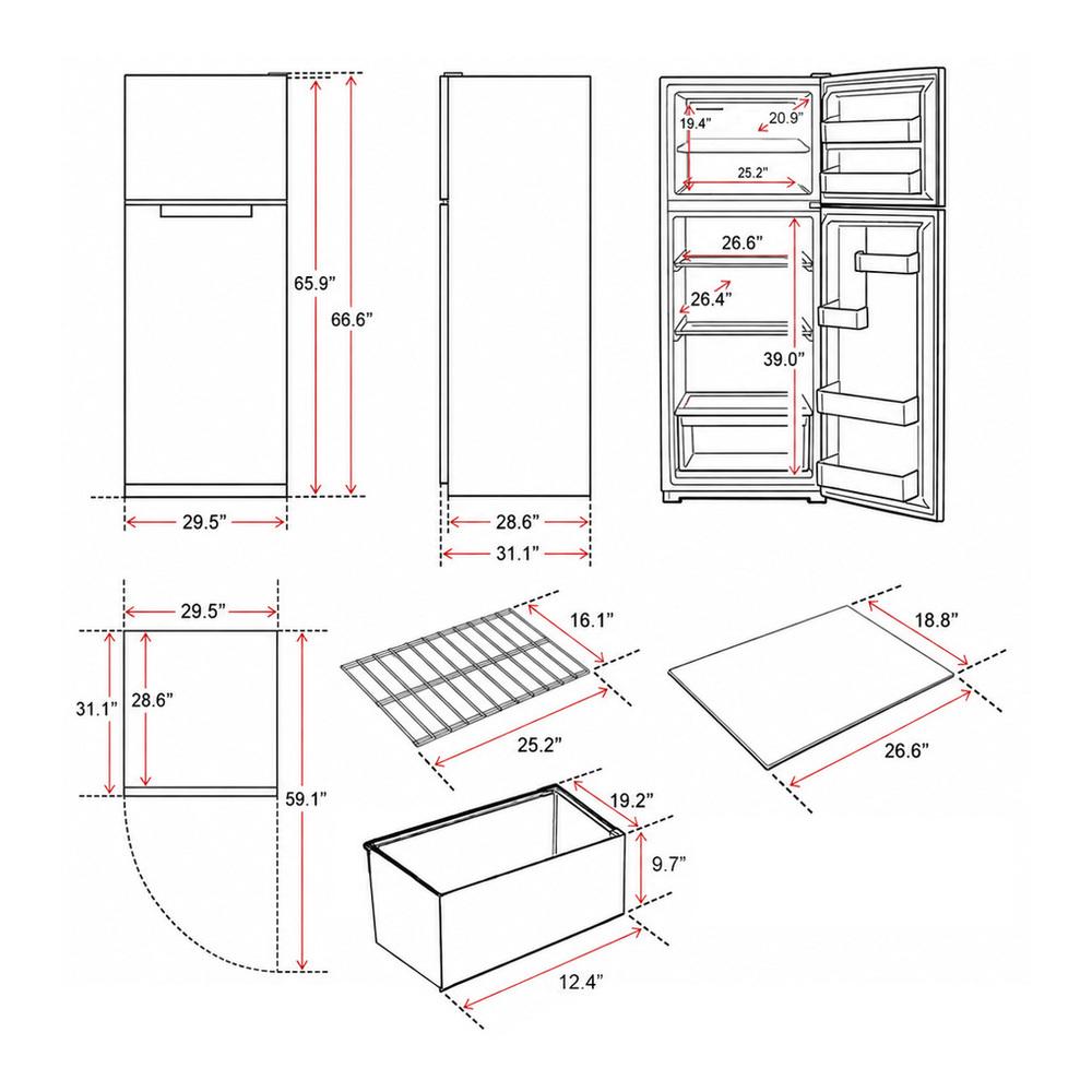 Verona VEFTF3021RBK Verona Veftf3021Rbk 30 Inch Top Freezer Refrigerator With 21 Cu. Ft. Total Capacity, Reversible Doors, Recessed Handle, Energy Star (Black)