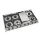 Ilve UHCP1265FNSSBLP Ilve Uhcp1265Fnssblp Nostalgie Ii 48 Inch Gas Cooktop With 8 Burners, Griddle, In Stainless Steel (Liquid Propane, Burnished)