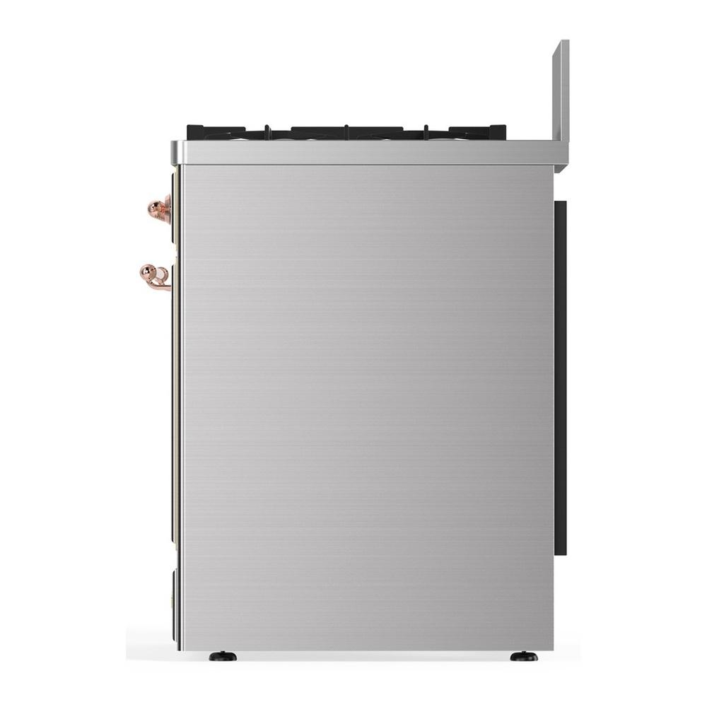 Ilve UM30QNR3SSP Ilve Um30Qnr3Ssp Majestic Iii 30 Inch Dual Fuel Range With 5 Black Brass Burners, Dual Function Burner Up To 25,000 Btu (Natural Gas, Solid Door, Stainless Steel, Copper)