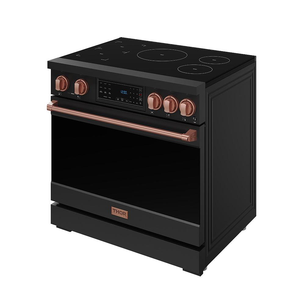 Thor Kitchen RSI36BRSG 36 Inch Professional Induction Range With Tilt Panel Touch Control In Black And Rose Gold Gordon Ramsay Series