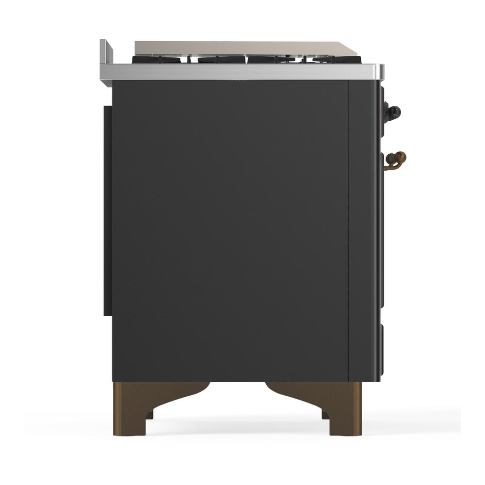Ilve UM48FNR3MGBLP Ilve Um48Fnr3Mgblp Majestic Iii 48 Inch Dual Fuel Range With 8 Burners And Griddle, Dual Function Burner Up To 25,000 Btu (Liquid Propane, Triple Glass Door, Graphite Matte, Burnished)