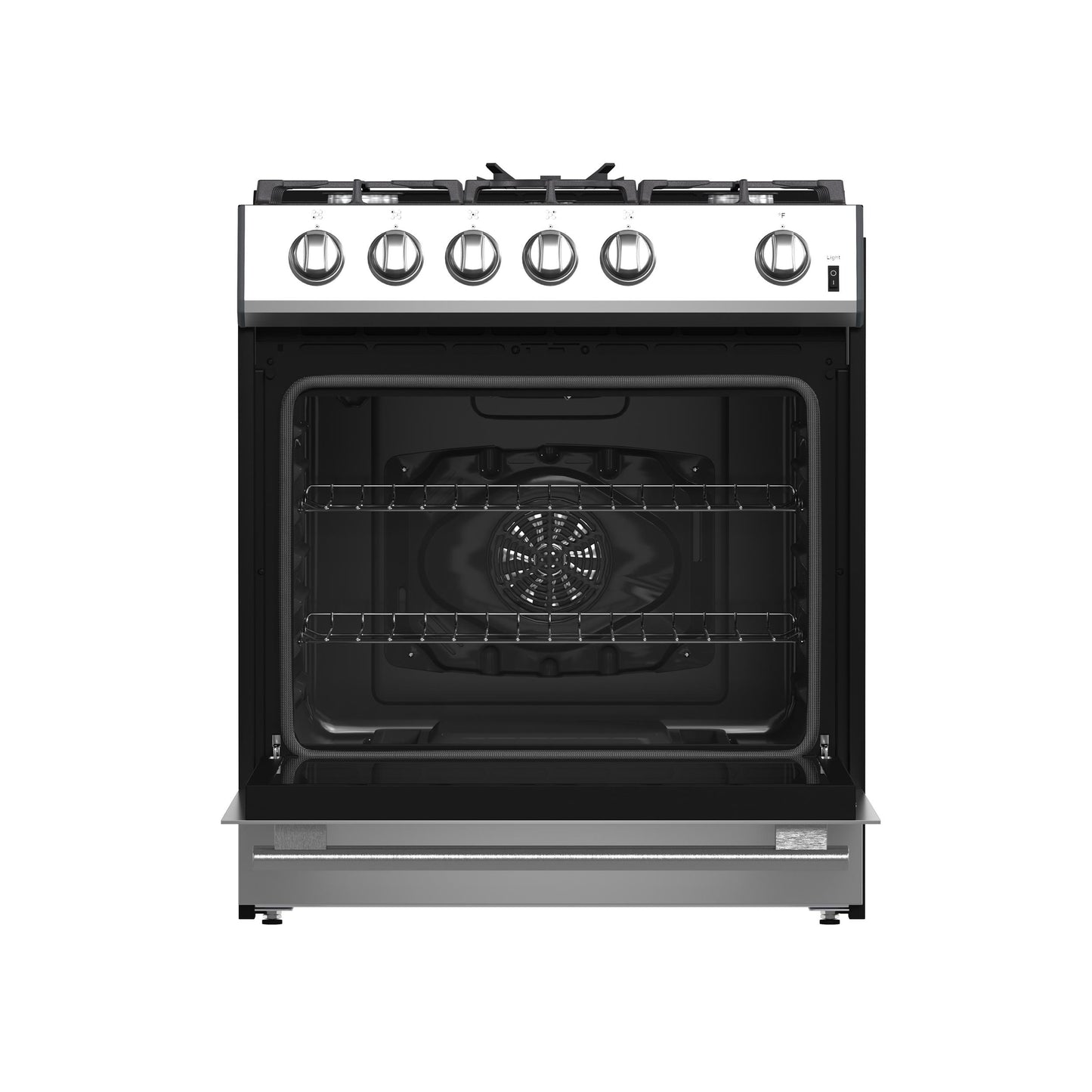 Forno FFSGS111630 Forno Leonardo 30-Inch Stainless Steel Gas Range, 5 Sealed Burners (Totaling 39,500 Btu), 5 Cu.Ft. Convection Oven, Continuous Cast Iron Grates, Black Enamel Interior, Auto Re-Ignition, Lp Conversion Kit Included