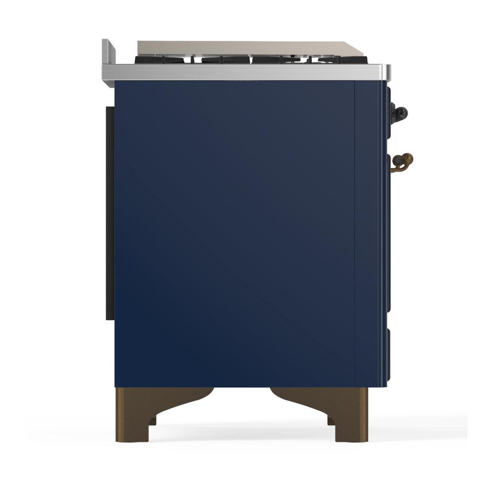 Ilve UM60FSNR3MBBLP Ilve Um60Fsnr3Mbblp Majestic Iii 60 Inch Dual Fuel Range With 7 Burners, Griddle And French Top, Dual Function Burner With Up To 25,000 Btu (Liquid Propane, Triple Glass Door, Midnight Blue, Burnished)