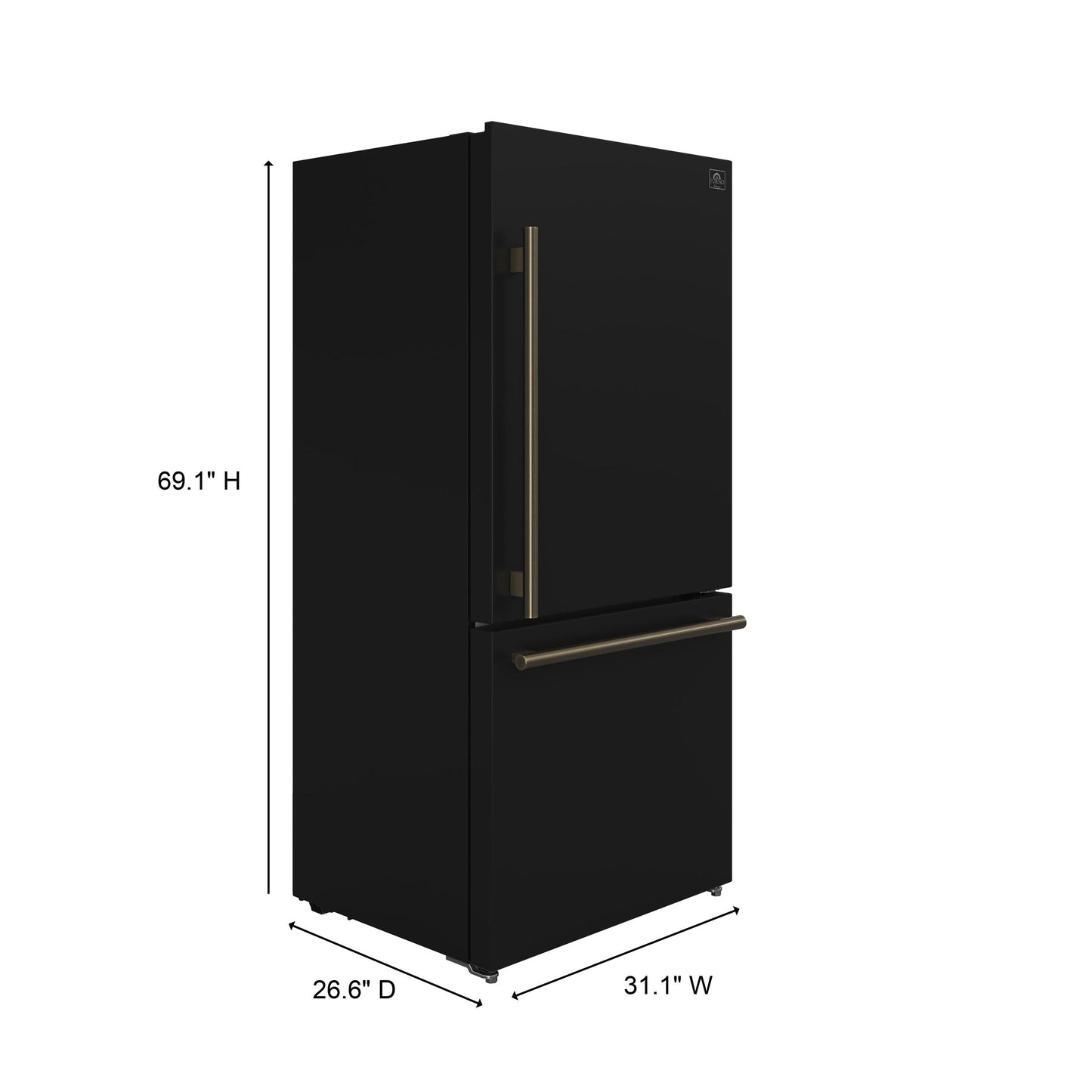 Forno FFFFD178531BLK Forno Milano Espresso 31-Inch Bottom Freezer Refrigerator, Black, 17.2 Cu.Ft Capacity, Energy Efficient