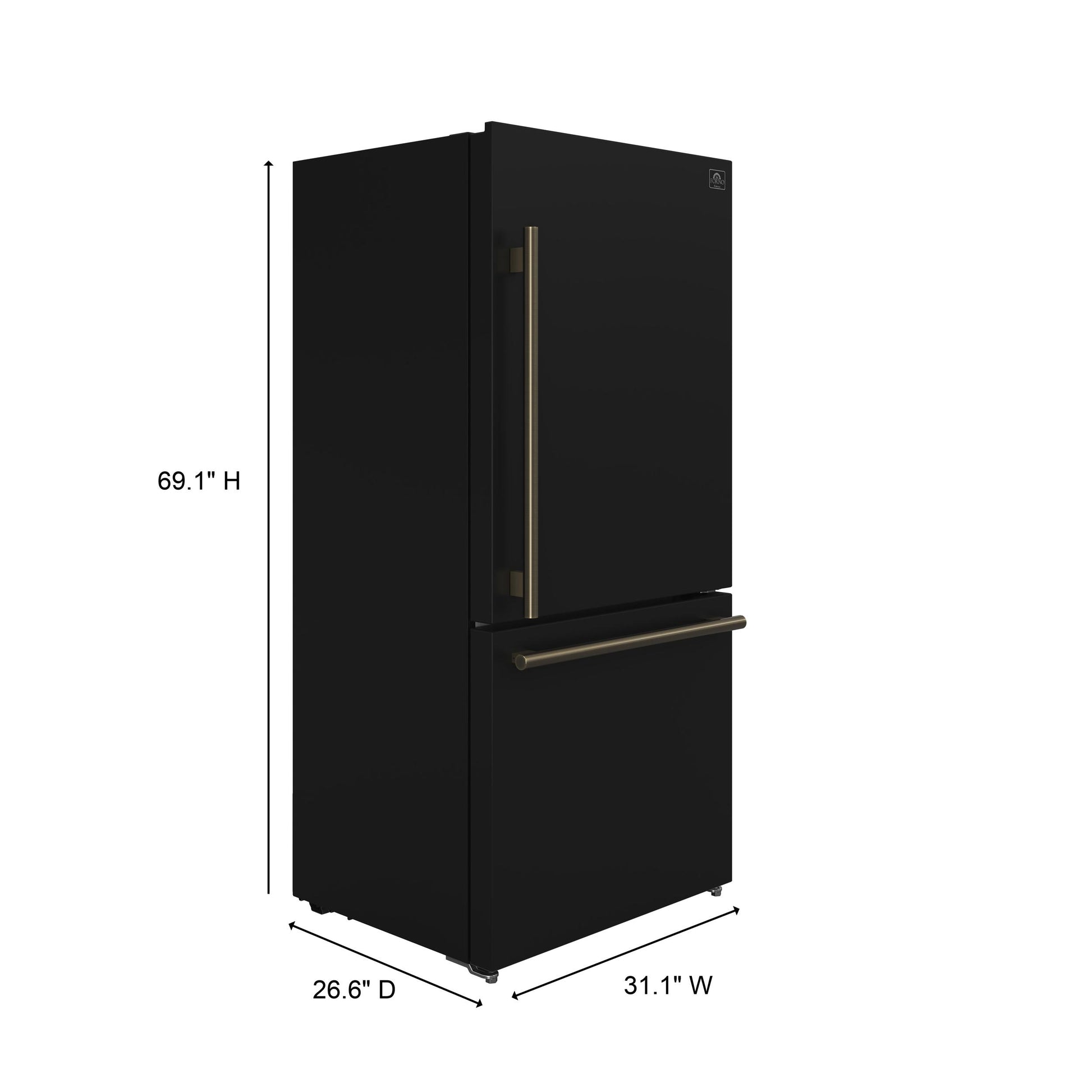 Forno FFFFD178531BLK Forno Milano Espresso 31-Inch Bottom Freezer Refrigerator, Black, 17.2 Cu.Ft Capacity, Energy Efficient