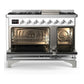 Ilve UM48FNR3RACLP Ilve Um48Fnr3Raclp Majestic Iii 48 Inch Dual Fuel Range With 8 Burners And Griddle, Dual Function Burner Up To 25,000 Btu (Liquid Propane, Triple Glass Door, Ral, Chrome)