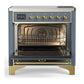 Ilve UMIB36NR3BGG Ilve Umib36Nr3Bgg Majestic Iii 36 Inch Induction Range With 6 Elements, 3.5 Cu. Ft. Total Oven Capacity (Triple Glass Door, Blue Grey, Brass)