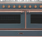 Ilve UM15FDNS3BGP Majestic Ii 60 Inch Dual Fuel Natural Gas Freestanding Range In Blue Grey With Copper Trim