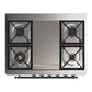 Ilve UM36FNR3BKBLP Ilve Um36Fnr3Bkblp Majestic Iii 36 Inch Dual Fuel Range With 6 Black Brass Burners And Griddle, Dual Function Burner Up To 25,000 Btu (Triple Glass Door, Glossy Black, Burnished, Liquid Propane)