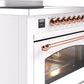 Ilve UPI366NMPWHP Nostalgie Ii 36 Inch Electric Freestanding Range In White With Copper Trim