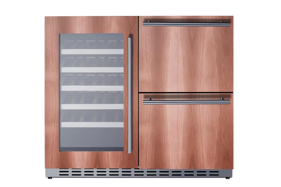 Summit ADRWC36PNR 36" Wide Combination Wine Cellar & 2-Drawer Refrigerator , Ada Compliant (Panel Not Included)