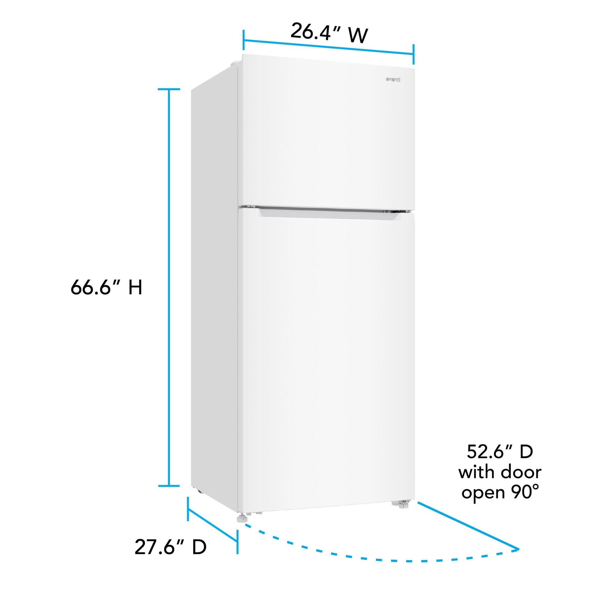 Avanti AVFF146DLJ0W Avanti Frost-Free Apartment Size Garage-Ready Refrigerator, 14.6 Cu. Ft. Capacity, In White (Avff146Dlj0W)