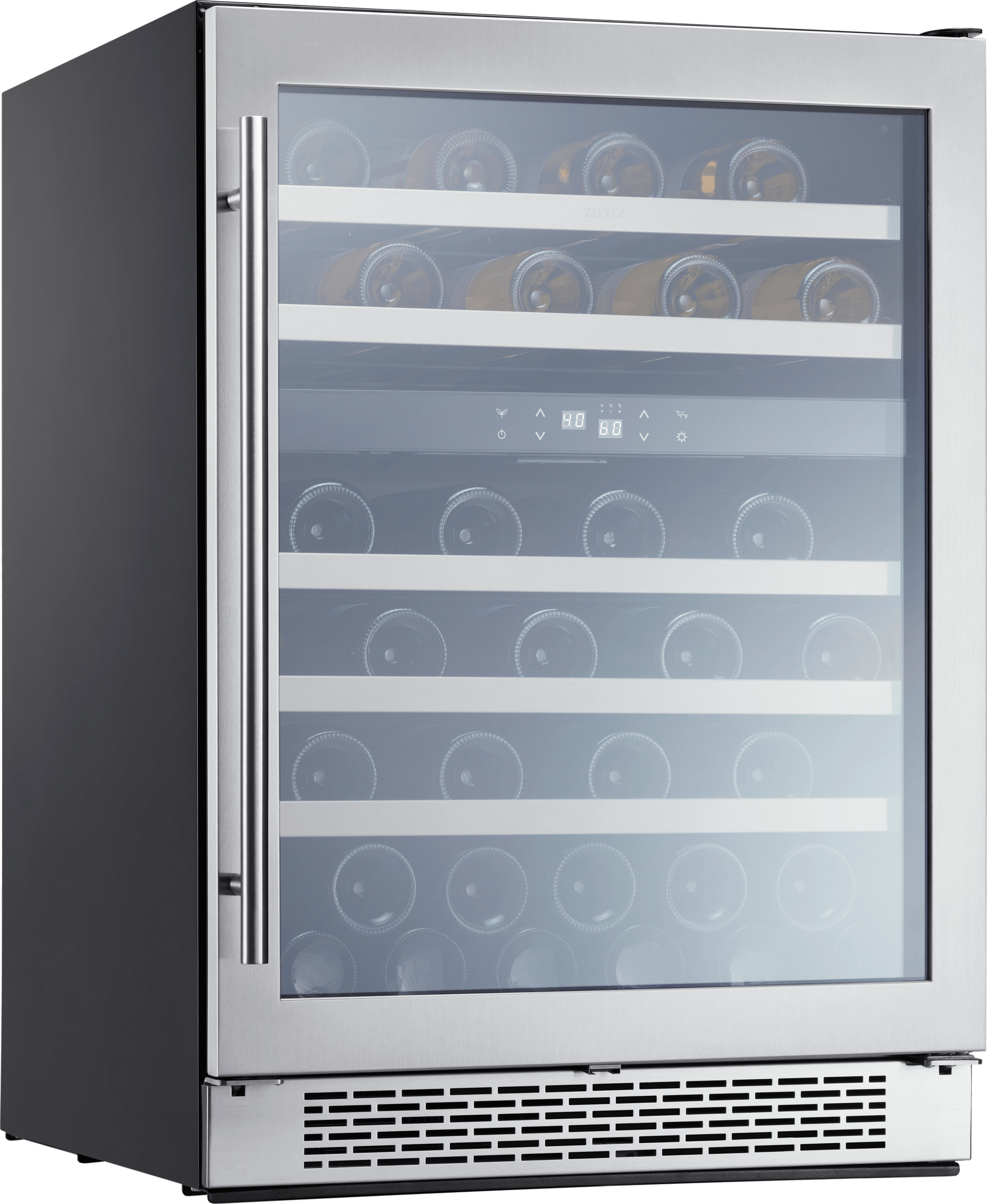 Zephyr PRW24C02AG Presrv Wine Cooler, 24In Under Cabinet, Ss+Glass, Reverse Door, 2 Zone