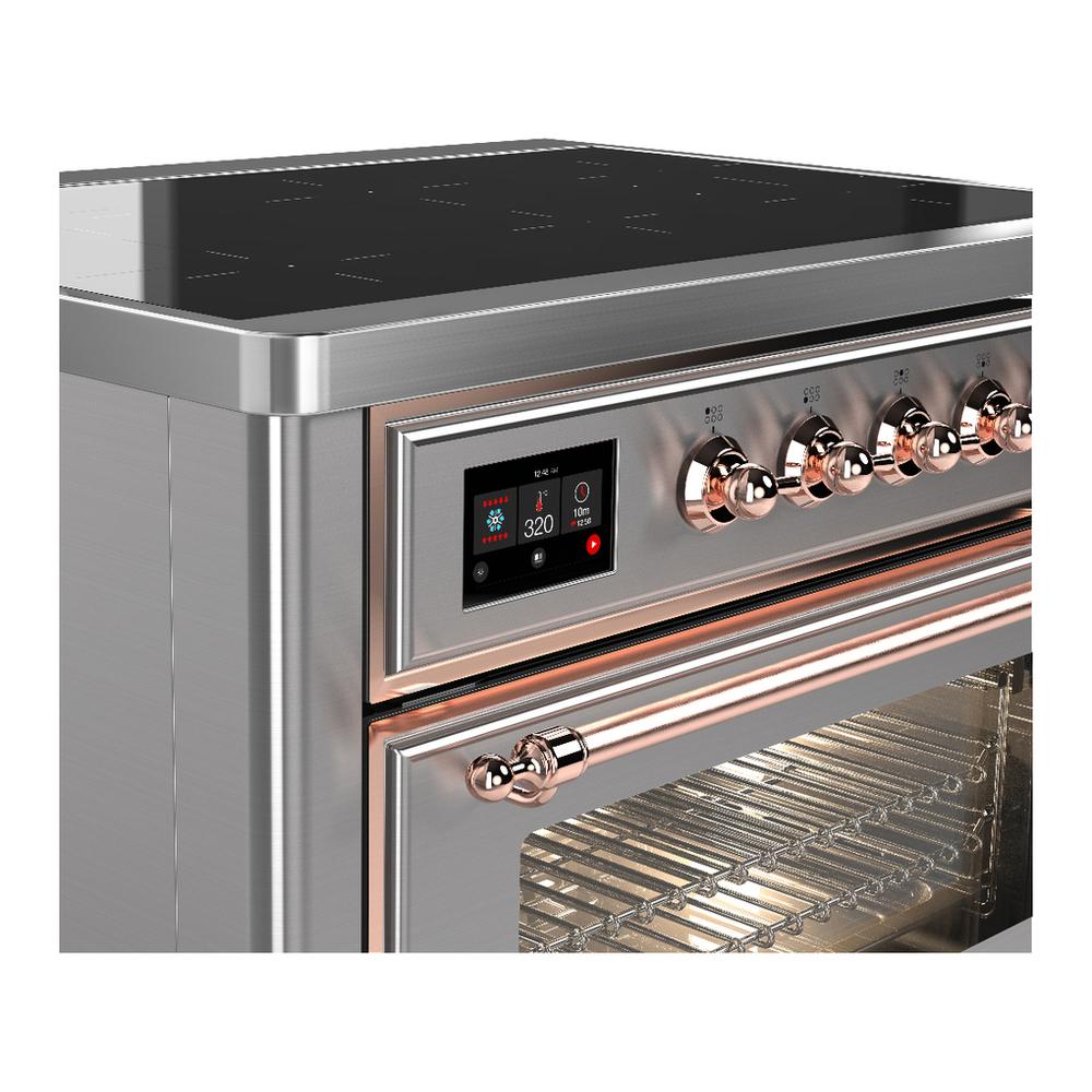 Ilve UMIB36NR3SSP Ilve Umib36Nr3Ssp Majestic Iii 36 Inch Induction Range With 6 Elements, 3.5 Cu. Ft. Total Oven Capacity (Triple Glass Door, Stainless Steel, Copper)