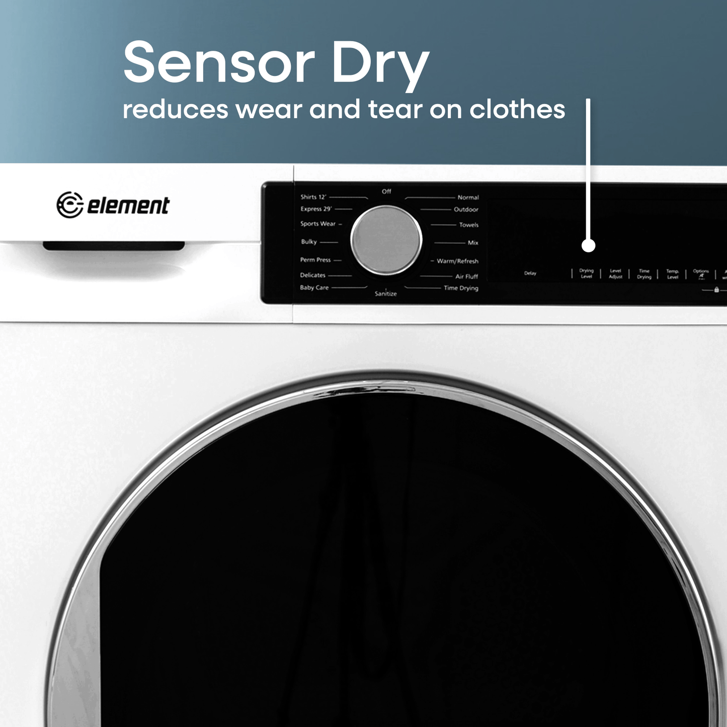 Element Appliance ECD4224EGW Element 4.0 Cu. Ft. Front Load Electric Dryer - White, Energy Star (Ecd4224Egw)