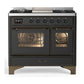 Ilve UMD40FNR3MGB Ilve Umd40Fnr3Mgb Majestic Iii 40 Inch Dual Fuel Range With 6 Burners And Griddle, Dual Function Burner Up To 25,000 Btu (Natural Gas, Triple Glass Door, Graphite Matte, Burnished)
