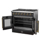 Forno FFSGS644436BLK Forno Galiano 36-Inch French Door Gas Range Black And Antique Brass Design, 6 Sealed Burners 83,000 Btu, 5.36 Cu.Ft. Convection Oven