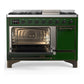 Ilve UM48FQNR3EGB Ilve Um48Fqnr3Egb Majestic Iii 48 Inch Dual Fuel Range With 8 Burners And Griddle, Dual Function Burner Up To 25,000 Btu (Natural Gas, Solid Door, Emerald Green, Burnished)