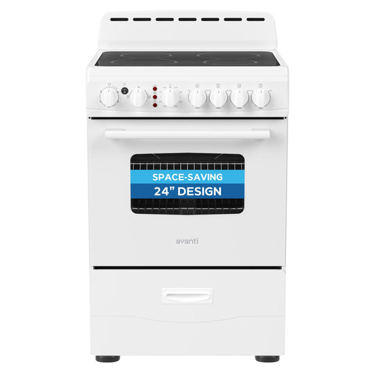 Avanti CERU240P0W Avanti 24-Inch Freestanding Electric Range With Ceramic Glass Cooktop, In White (Ceru240P0W)