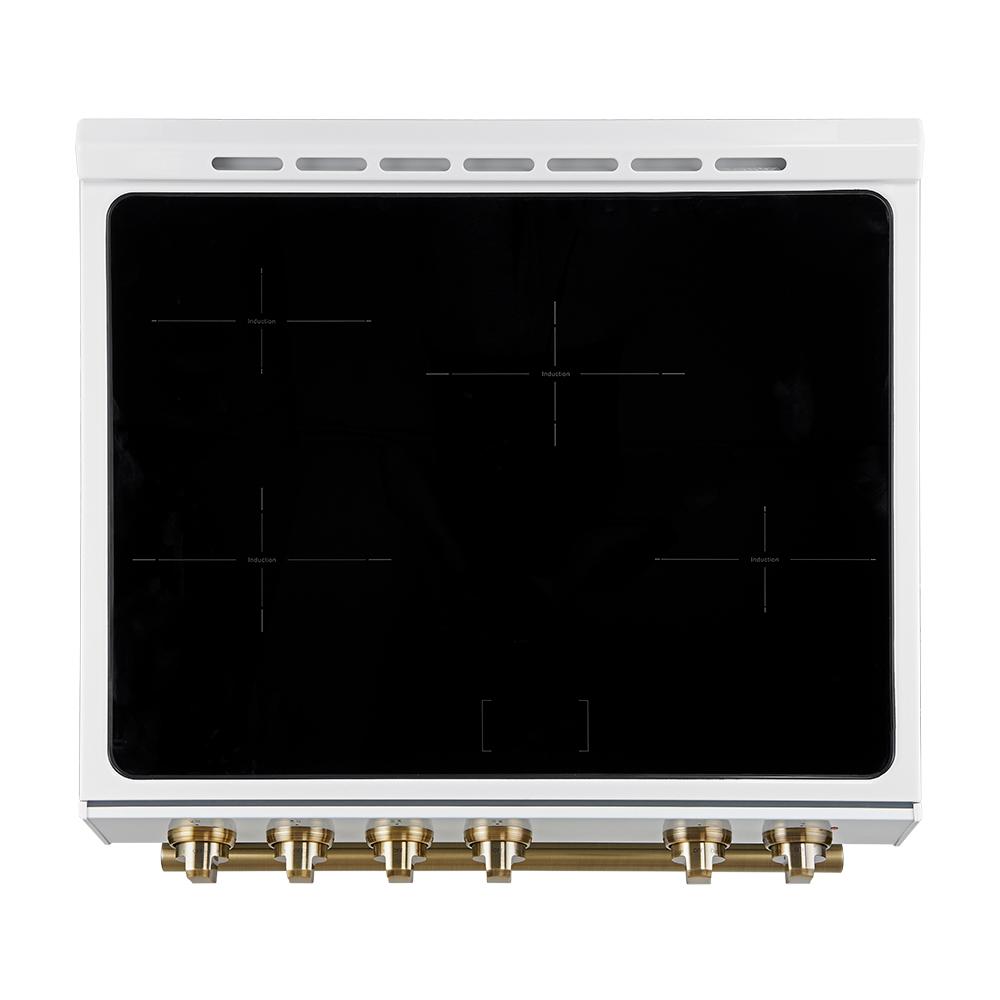 Forno FFSIN098230WHT Forno Leonardo Espresso 30-Inch Slide-In White Induction Range, Convection Oven, 5 Cooking Zones, Touch Control Panel