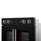 Forno FBOEL134030BLK Forno Asti 30-Inch Double Electric Wall Oven With Upper French Doors In Black & Antique Brass, 7.36 Cu. Ft. Dual True Convection, 7,200W, Air Fry, Sous Vide, Self-Clean