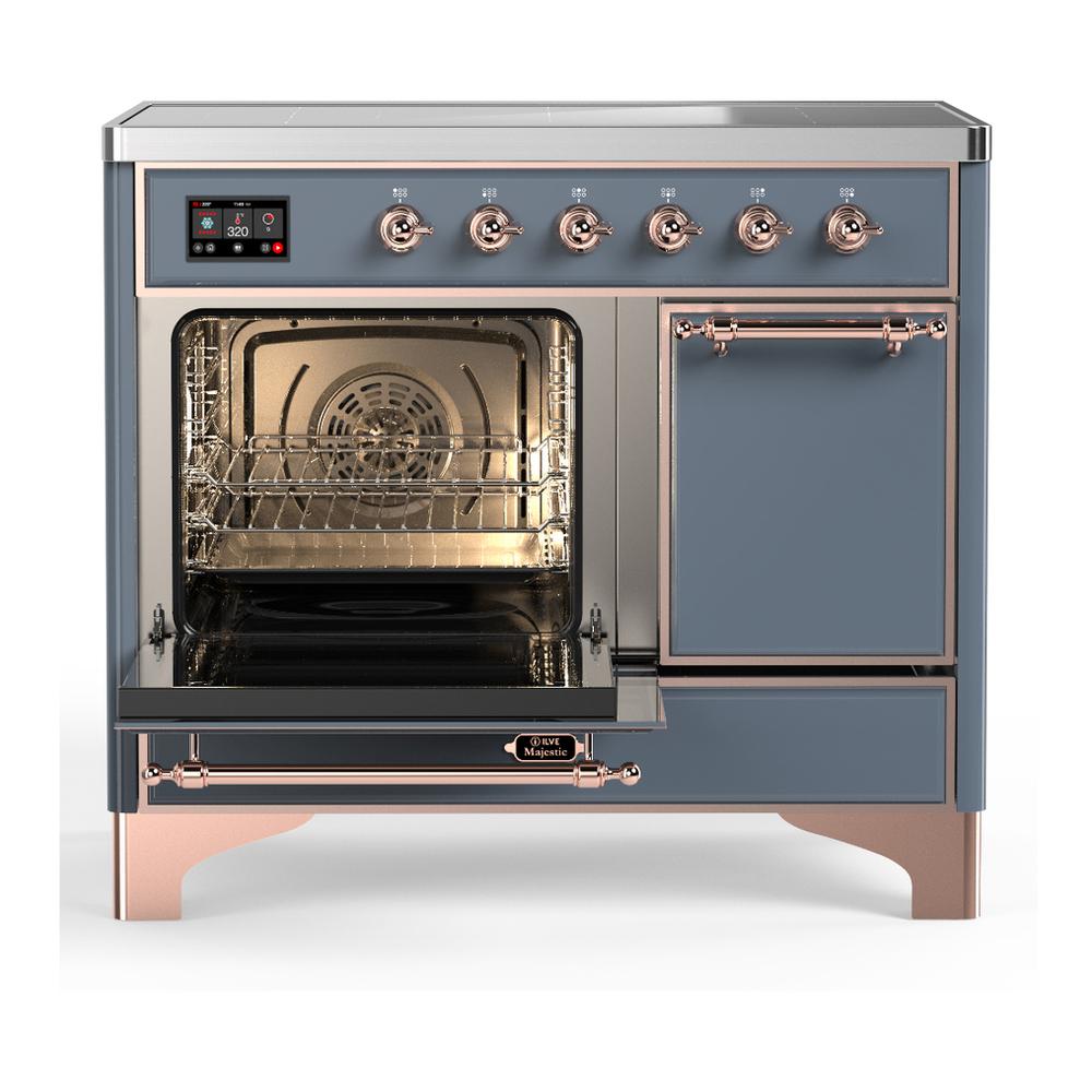Ilve UMDIB40QNR3BGP Ilve Umdib40Qnr3Bgp Majestic Iii 40 Inch Induction Range With 6 Elements, 3.82 Cu. Ft. Total Oven Capacity (Solid Door, Blue Grey, Copper)