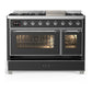 Ilve UM48FNR3MGCLP Ilve Um48Fnr3Mgclp Majestic Iii 48 Inch Dual Fuel Range With 8 Burners And Griddle, Dual Function Burner Up To 25,000 Btu (Liquid Propane, Triple Glass Door, Graphite Matte, Chrome)
