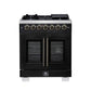 Forno FFSGS638730BLK Forno Capriasca 30-Inch Freestanding French Door Dual Fuel Range In Black With Antique Brass Accessories, 5 Burners, True Convection Oven