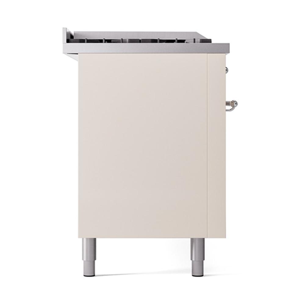 Ilve UN60FSQNMPAWC Ilve Un60Fsqnmpawc Nostalgie Ii Noblesse 60" Dual Fuel Range (7 Sealed Burners + Griddle + French Top, Natural Gas, Solid Door, Antique White, Chrome)