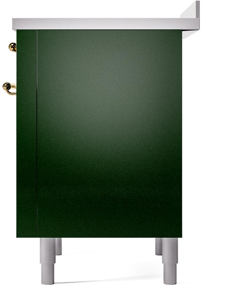 Ilve UPI366NMPEGG Nostalgie Ii 36 Inch Electric Freestanding Range In Emerald Green With Brass Trim