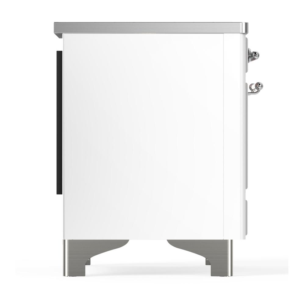 Ilve UMIB36QNR3WHC Ilve Umib36Qnr3Whc Majestic Iii 36 Inch Induction Range With 6 Elements, 3.5 Cu. Ft. Total Oven Capacity (Solid Door, White, Chrome)