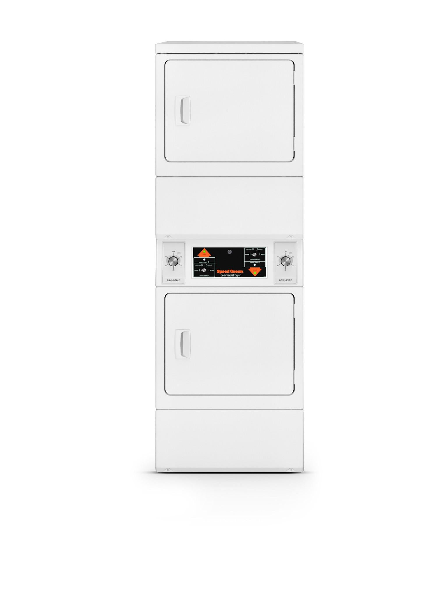 Speed Queen SSEMNAGS173TW01 Commercial Electric Stacked Dryers With Push-To-Start Controls