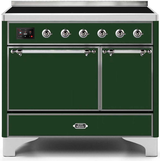 Ilve UMDI10QNS3EGC Majestic Ii 40 Inch Electric Freestanding Range In Emerald Green With Chrome Trim