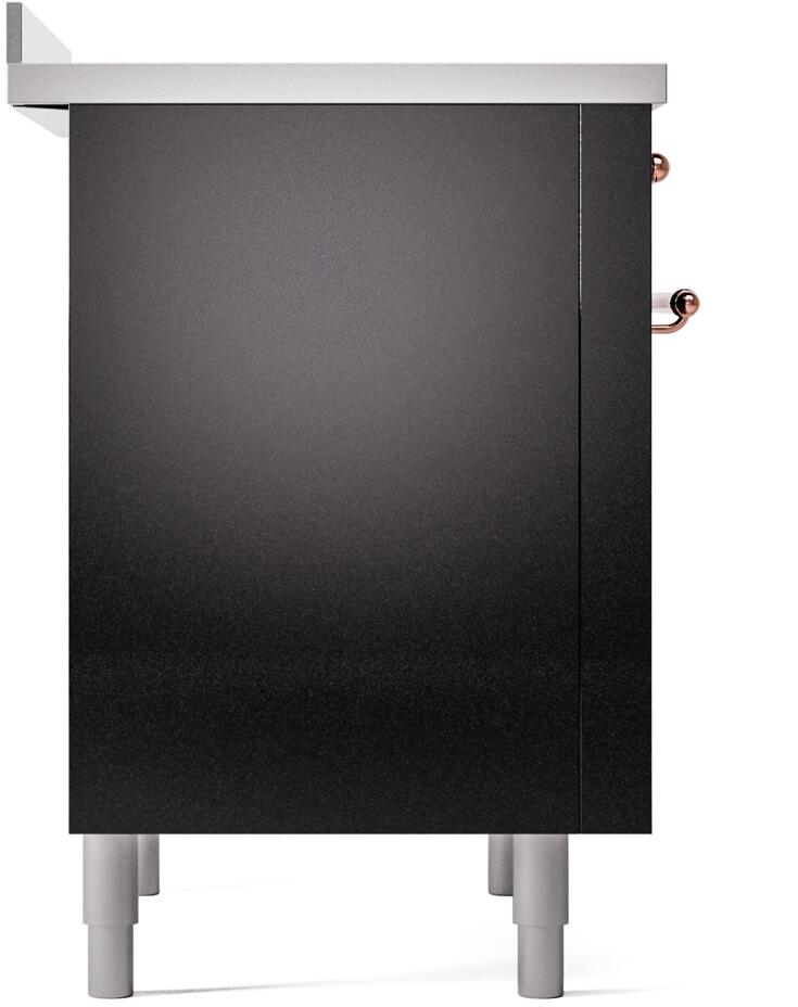 Ilve UPI366NMPBKP Nostalgie Ii 36 Inch Electric Freestanding Range In Glossy Black With Copper Trim