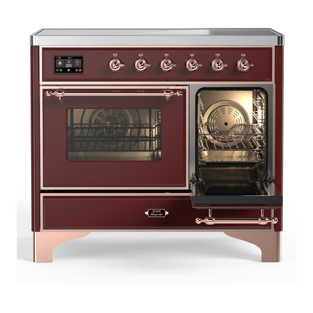 Ilve UMDIB40NR3BUP Ilve Umdib40Nr3Bup Majestic Iii 40 Inch Induction Range With 6 Elements, 3.82 Cu. Ft. Total Oven Capacity (Triple Glass Door, Burgundy, Copper)