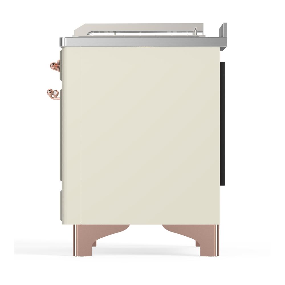 Ilve UM48FSQNR3AWPLP Ilve Um48Fsqnr3Awplp Majestic Iii 48 Inch Dual Fuel Range With 5 Black Brass Burners, Griddle And French Top, Dual Function Burner Up To 25,000 Btu (Liquid Propane, Solid Door, Antique White, Copper)