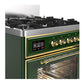 Ilve UM30NR3EGG Ilve Um30Nr3Egg Majestic Iii 30 Inch Dual Fuel Range With 5 Black Brass Burners, Dual Function Burner Up To 25,000 Btu (Natural Gas, Triple Glass Door, Emerald Green, Brass)
