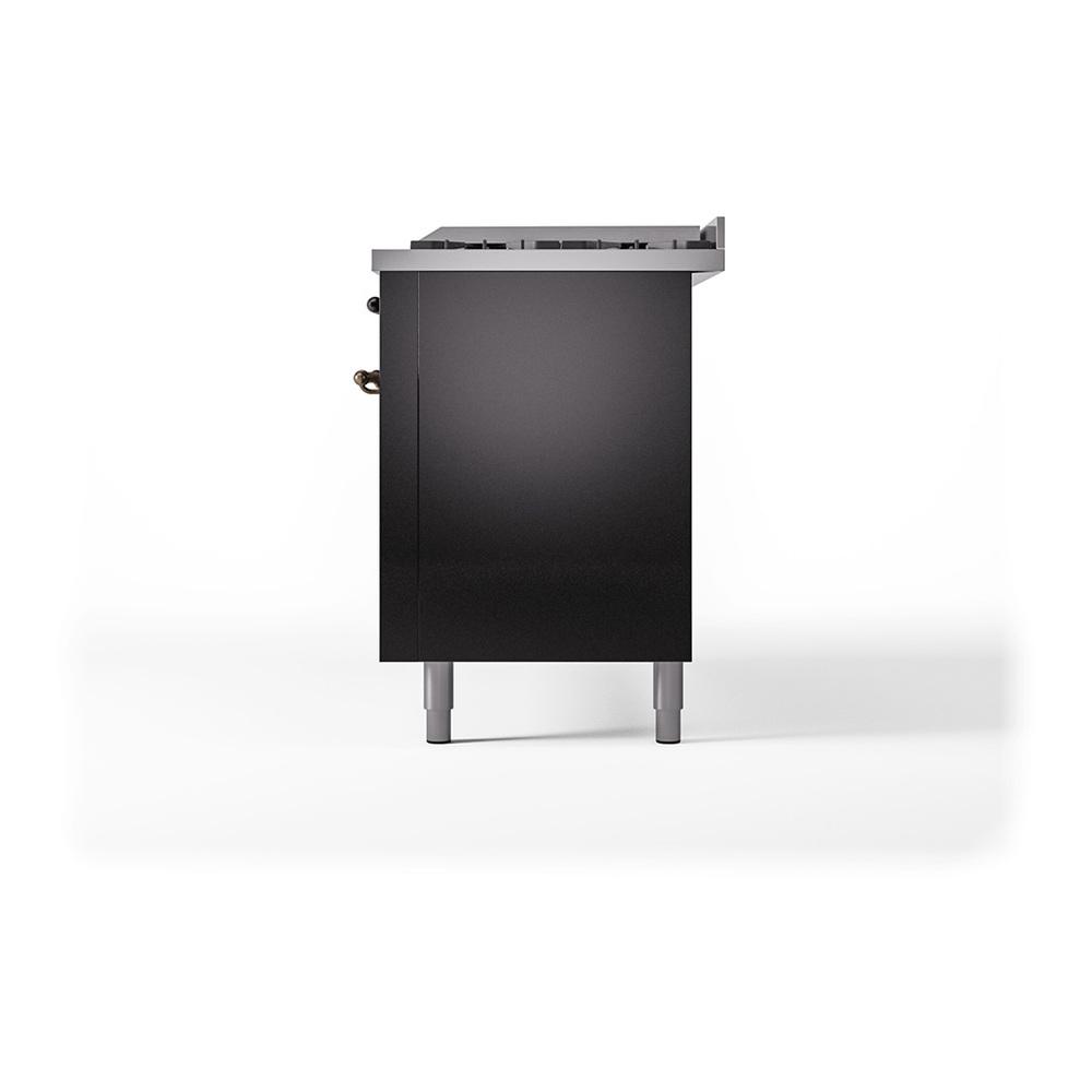 Ilve UN60FQNMPBKBLP Ilve Un60Fqnmpbkblp Nostalgie Ii Noblesse 60" Dual Fuel Range (9 Sealed Burners + Griddle, Liquid Propane, Solid Door, Glossy Black, Burnished)