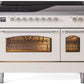 Ilve UPI486NMPAWC Nostalgie Ii 48 Inch Electric Freestanding Range In Antique White With Chrome Trim