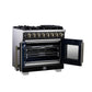 Forno FFSGS638736BLK Forno Capriasca 36 Inch Freestanding French Door Dual Fuel Range In Black With Antique Brass Accessories, 6 Burners, True Convection Oven