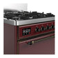 Ilve UM30QNR3BUB Ilve Um30Qnr3Bub Majestic Iii 30 Inch Dual Fuel Range With 5 Black Brass Burners, Dual Function Burner Up To 25,000 Btu (Natural Gas, Solid Door, Burgundy, Burnished)