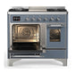 Ilve UMD40FNR3BGC Ilve Umd40Fnr3Bgc Majestic Iii 40 Inch Dual Fuel Range With 6 Burners And Griddle, Dual Function Burner Up To 25,000 Btu (Natural Gas, Triple Glass Door, Blue Grey, Chrome)