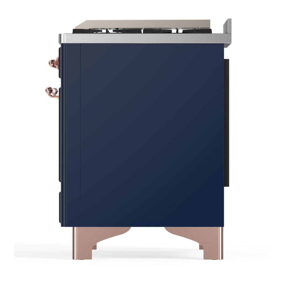 Ilve UM60FQNR3MBP Ilve Um60Fqnr3Mbp Majestic Iii 60 Inch Dual Fuel Range With 9 Burners And Griddle, Dual Function Burner Up To 25,000 Btu (Natural Gas, Solid Door, Midnight Blue, Copper)