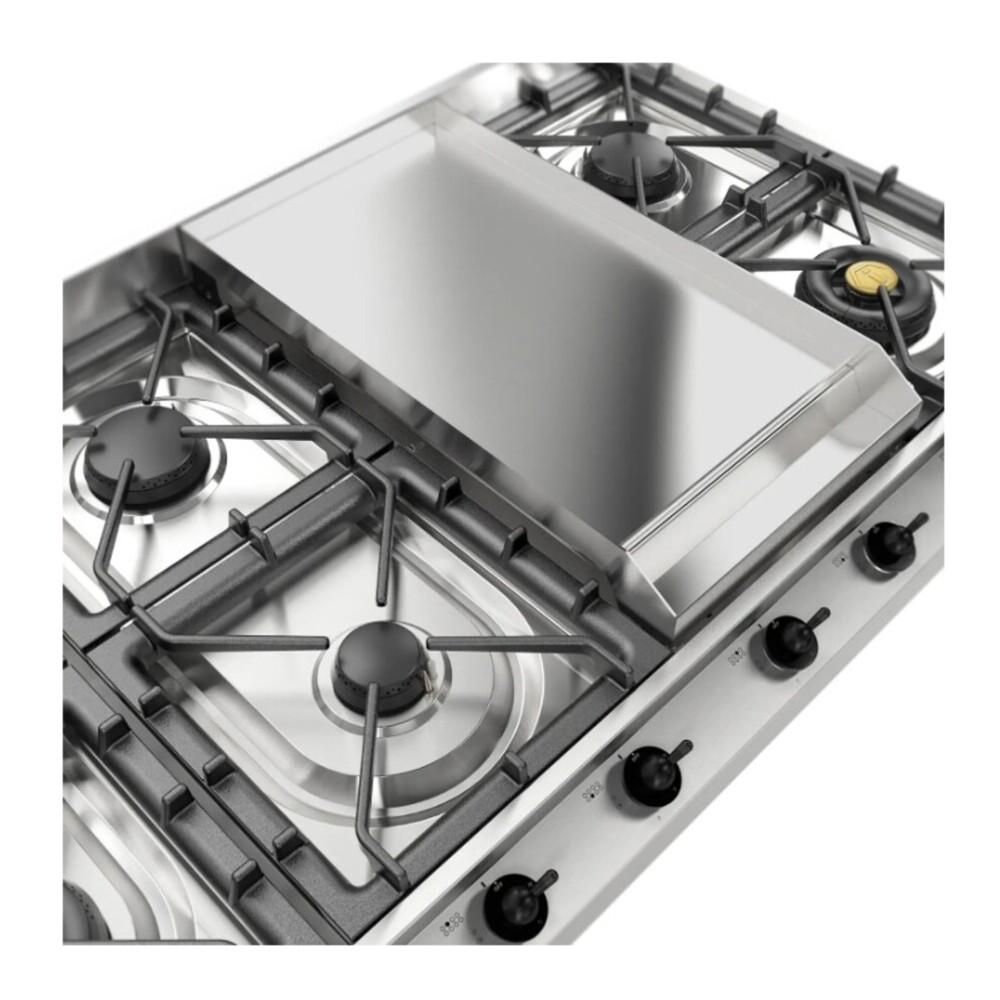 Ilve UHCP1265FNSSB Ilve Uhcp1265Fnssb Nostalgie Ii 48 Inch Gas Cooktop With 8 Burners, Griddle, In Stainless Steel (Natural Gas, Burnished)