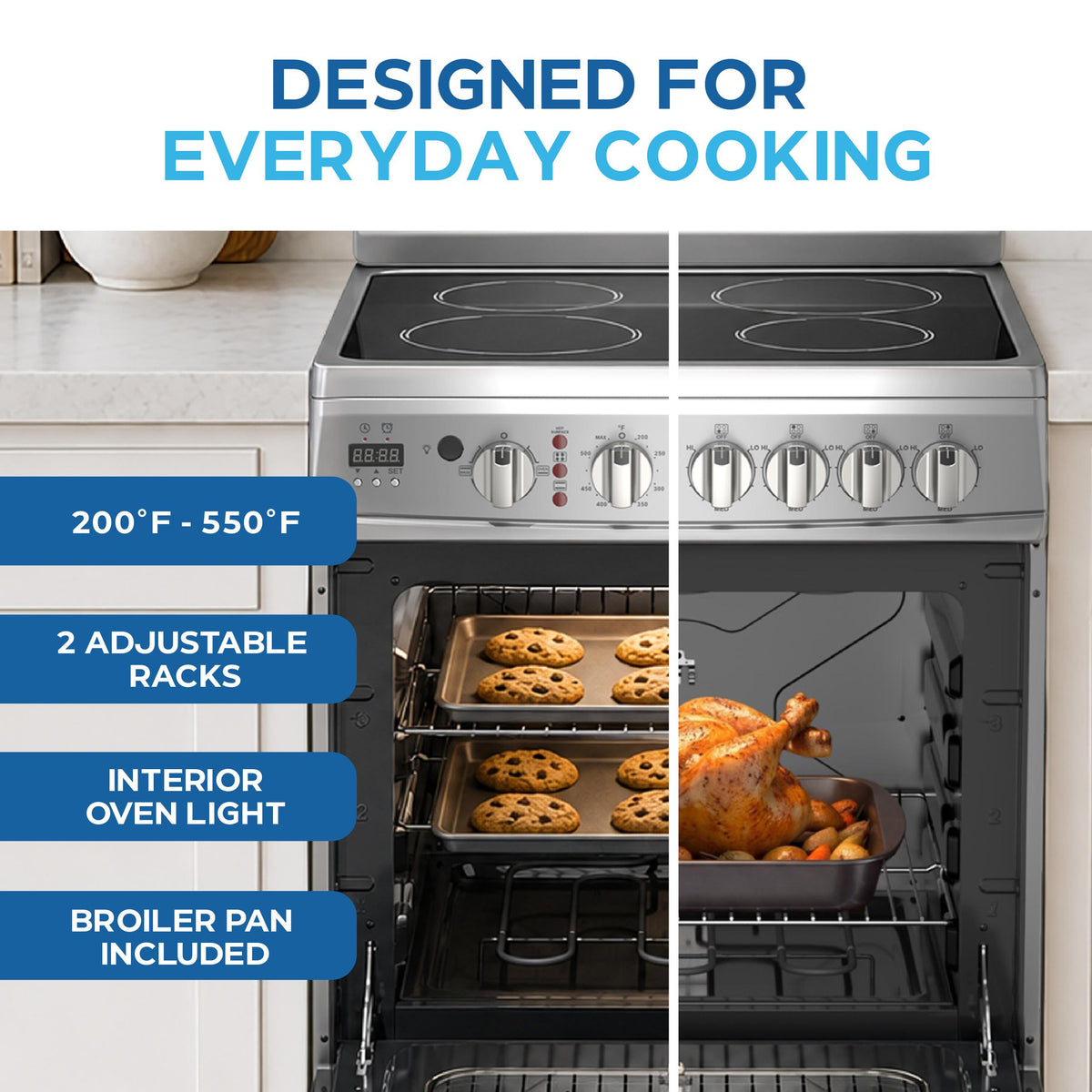 Avanti CERU240P3S Avanti 24-Inch Freestanding Electric Range With Ceramic Glass Cooktop And Digital Timer, In Stainless Steel (Ceru240P3S)