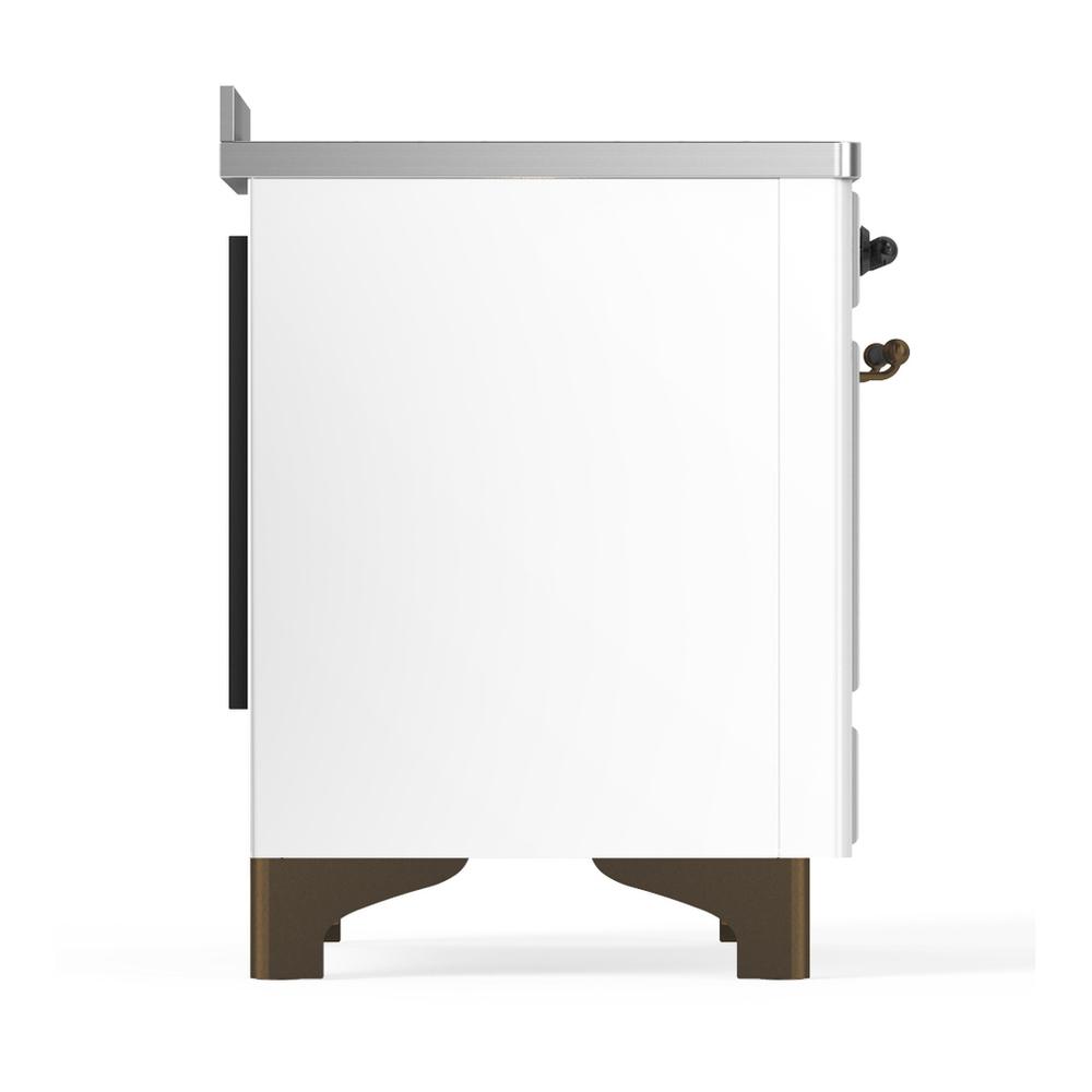 Ilve UMIB48NR3WHB Ilve Umib48Nr3Whb Majestic Iii 48 Inch Induction Range With 6 Elements, 5.02 Cu. Ft. Total Oven Capacity (Triple Glass Door, White, Burnished)