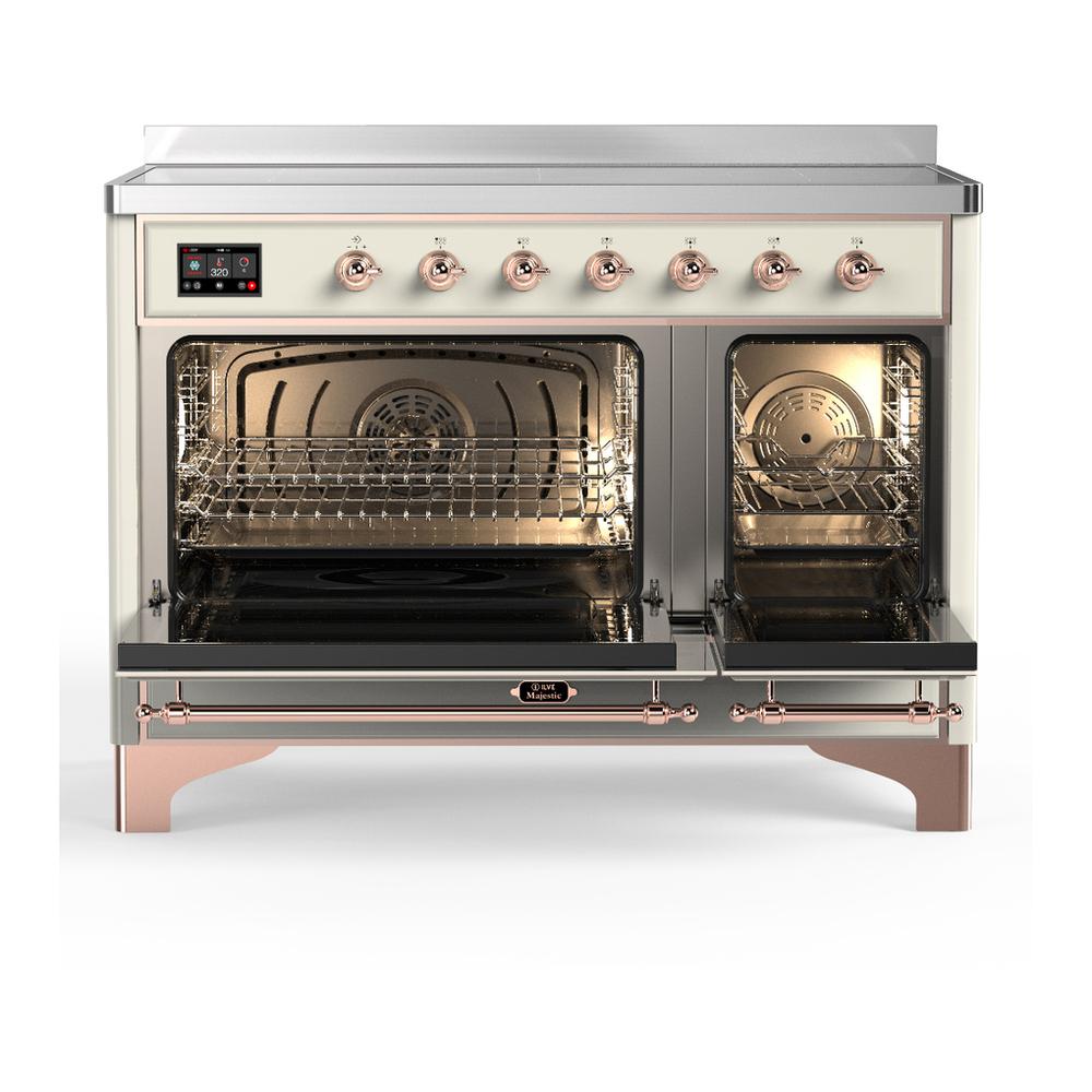 Ilve UMIB48QNR3AWP Ilve Umib48Qnr3Awp Majestic Iii 48 Inch Induction Range With 6 Elements, 5.02 Cu. Ft. Total Oven Capacity (Solid Door, Antique White, Copper)