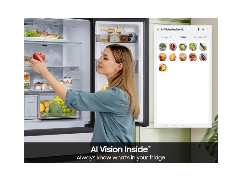 Samsung RF90F29AEW Bespoke 29 Cu. Ft. 4-Door French Door Refrigerator With Ai Family Hub&#8482;+ & Ai Vision Inside&#8482; In White Glass